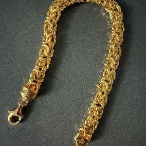 Italian 18K Gold Plated 925 Sterling Silver Byzantine Bracelet